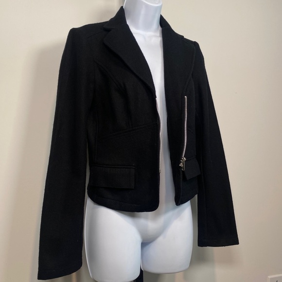 Odds & Evens Black Wool Zipper Closure Blazer - Picture 8 of 10